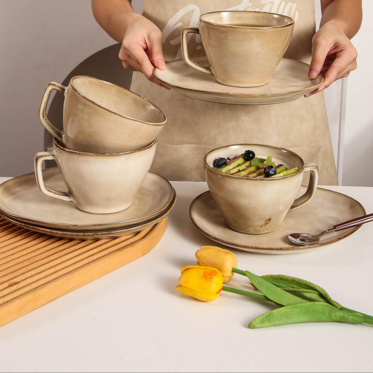 Crema Large Cup & Saucer Set