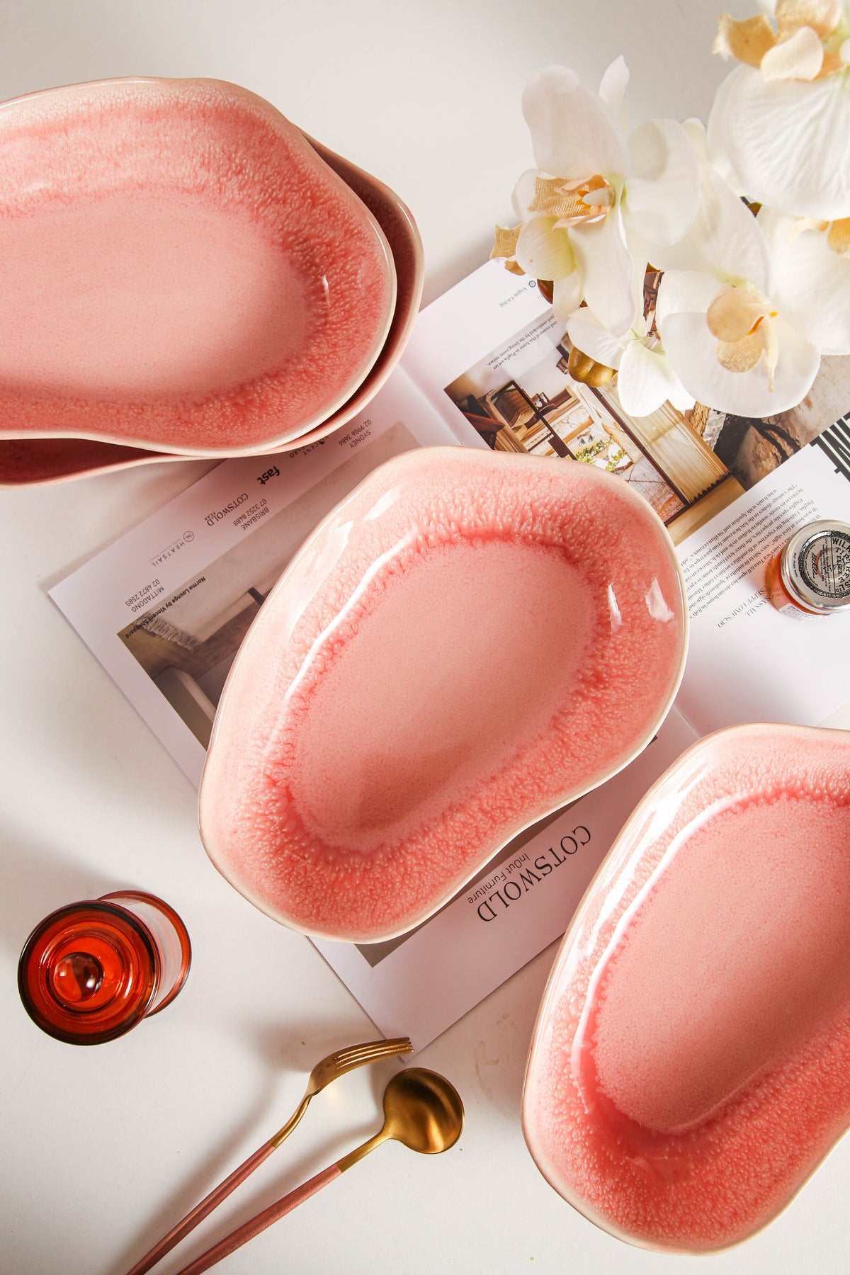 Rose Pink Organic Oval Plate Set