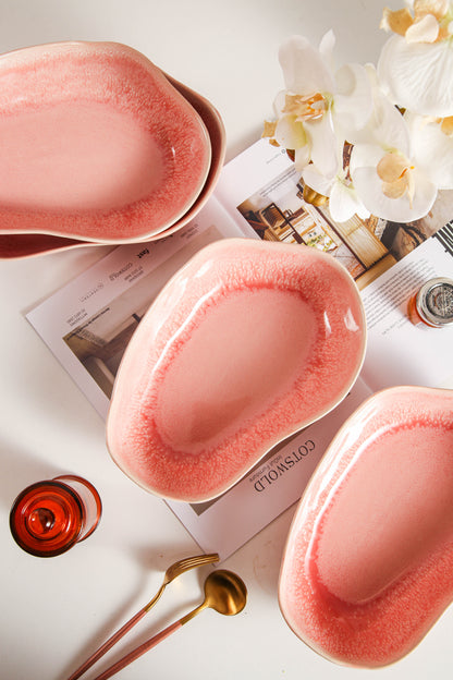 Rose Pink Organic Oval Plate Set