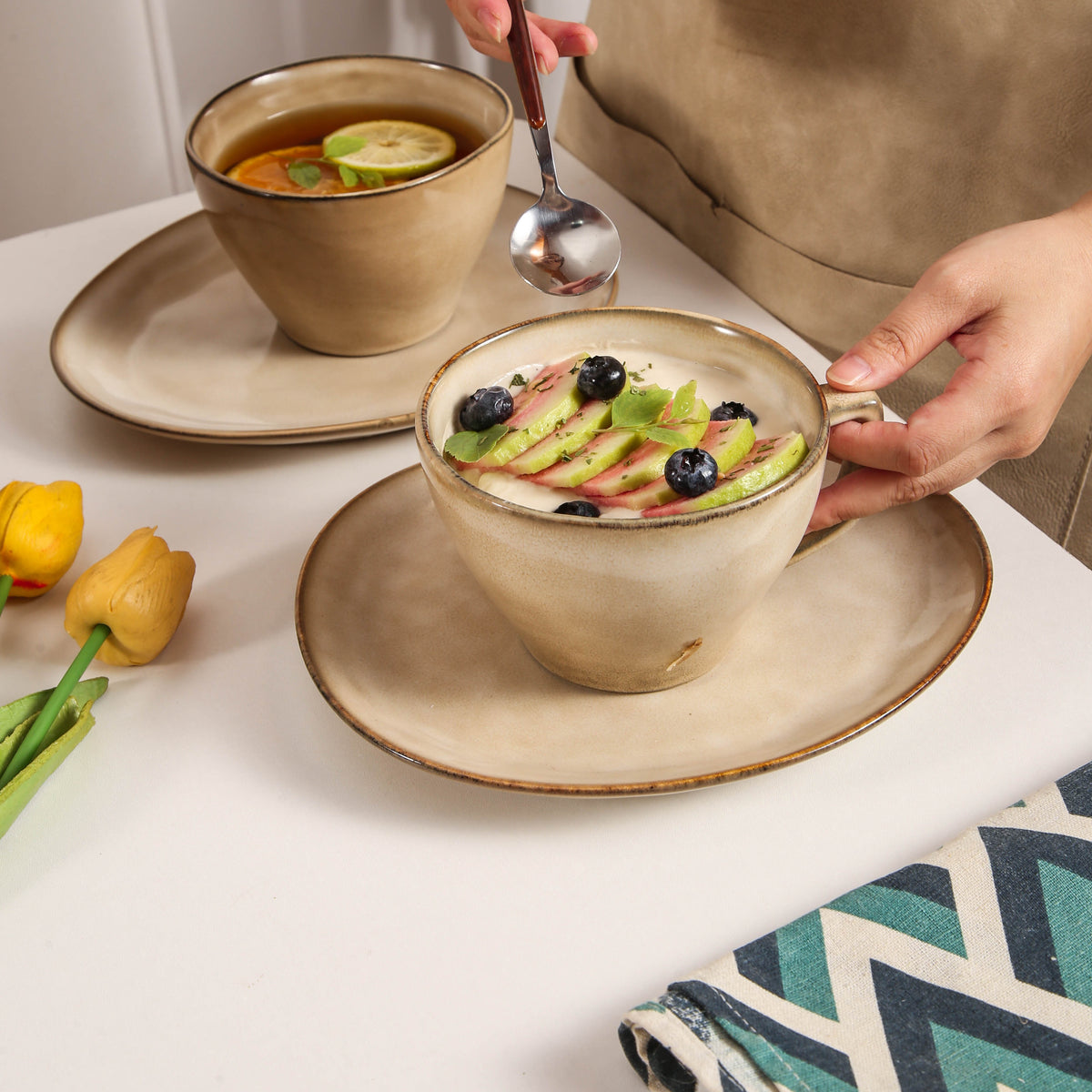 Crema Large Cup & Saucer Set