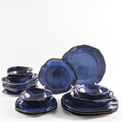 Ocean Blue 16-Piece Organic Dinnerware Set