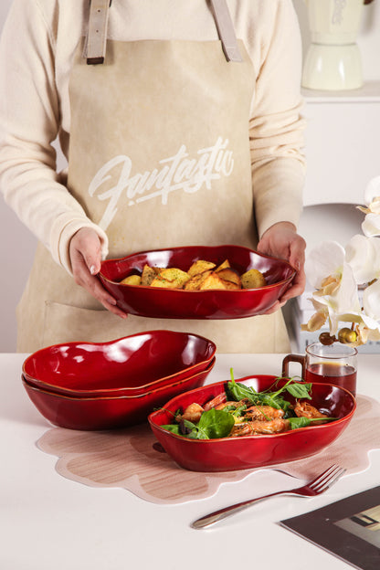 Garnet Rouge Organic Oval Plate Set
