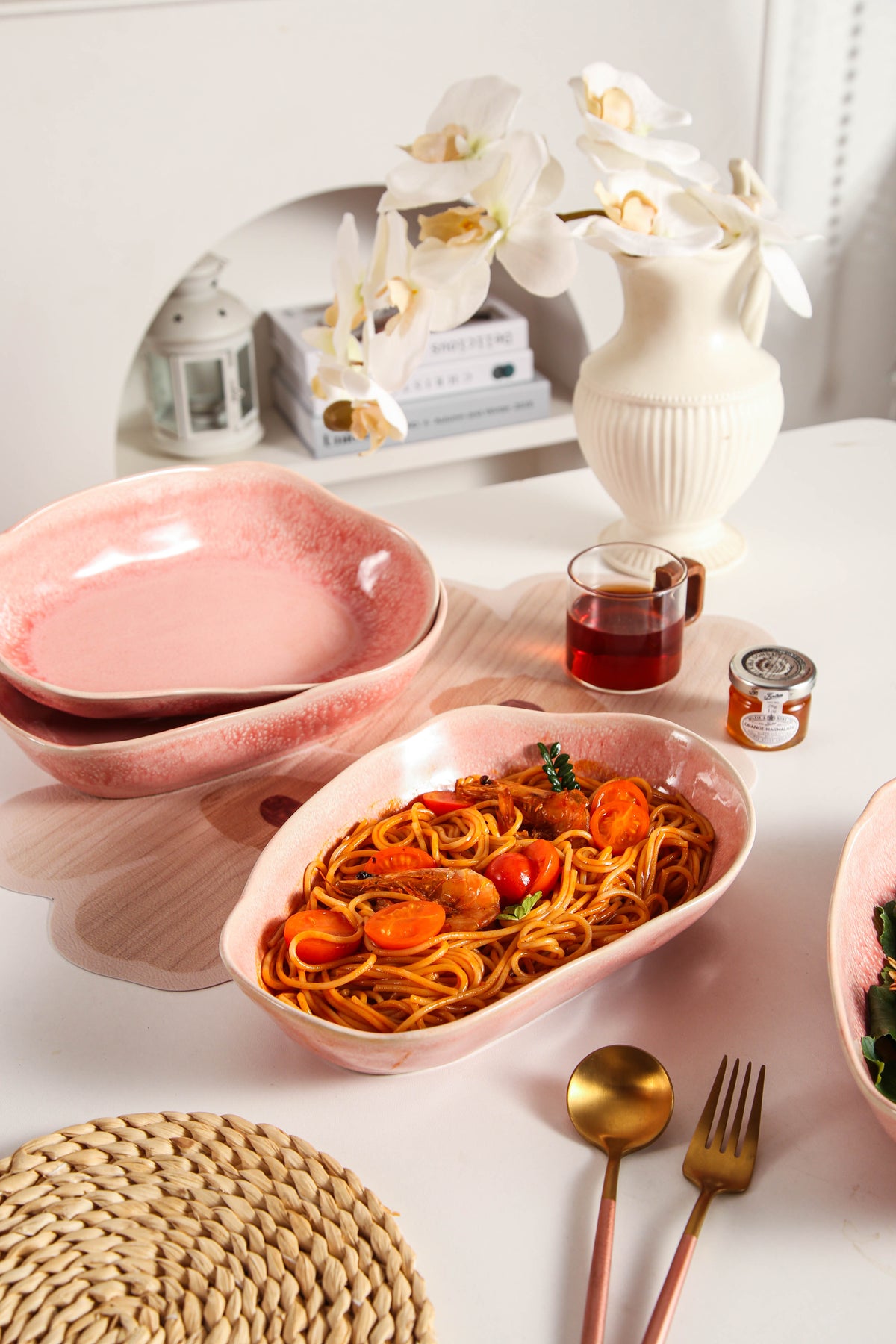 Rose Pink Organic Oval Plate Set