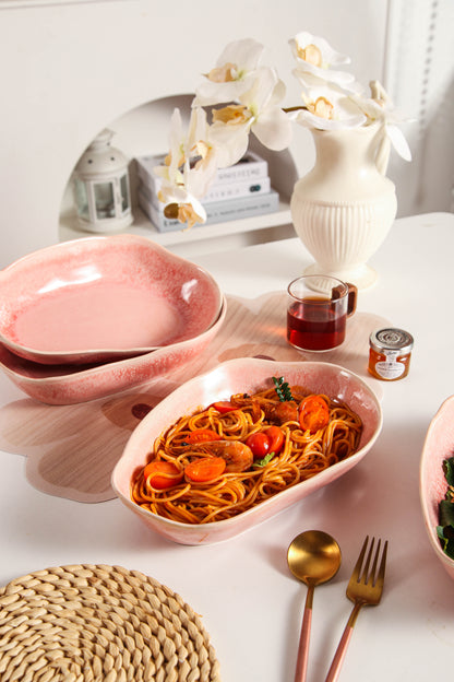 Rose Pink Organic Oval Plate Set