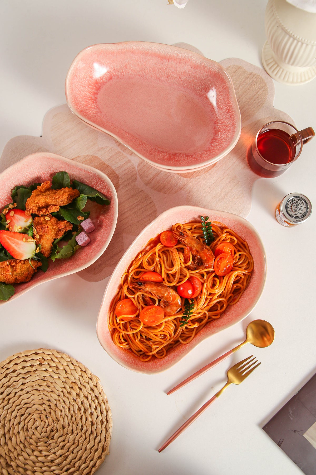 Rose Pink Organic Oval Plate Set