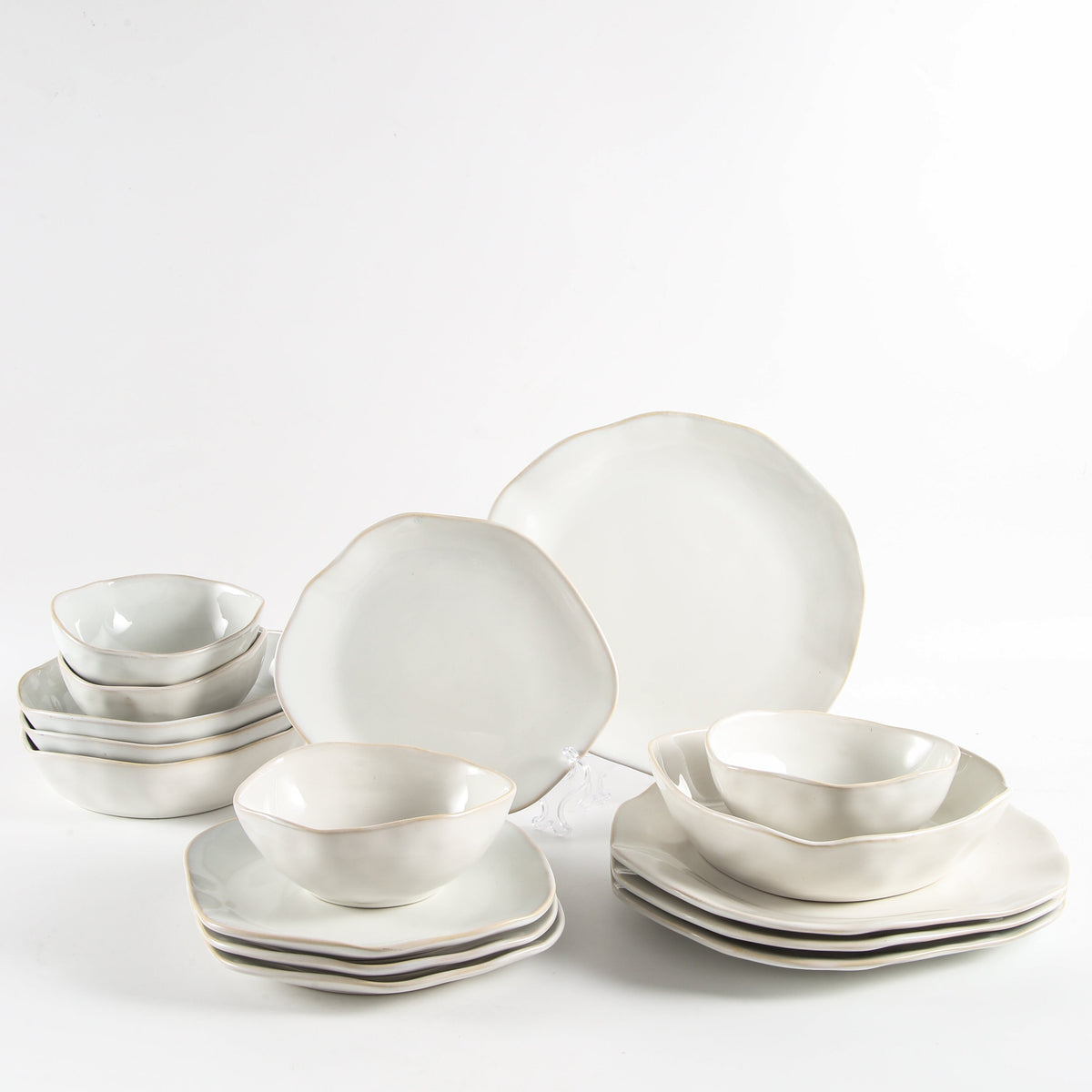 Pearl White 16-Piece Organic Dinnerware Set