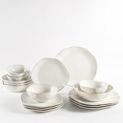 Pearl White 16-Piece Organic Dinnerware Set