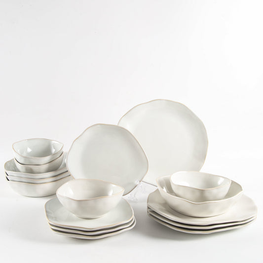 Pearl White 16-Piece Organic Dinnerware Set