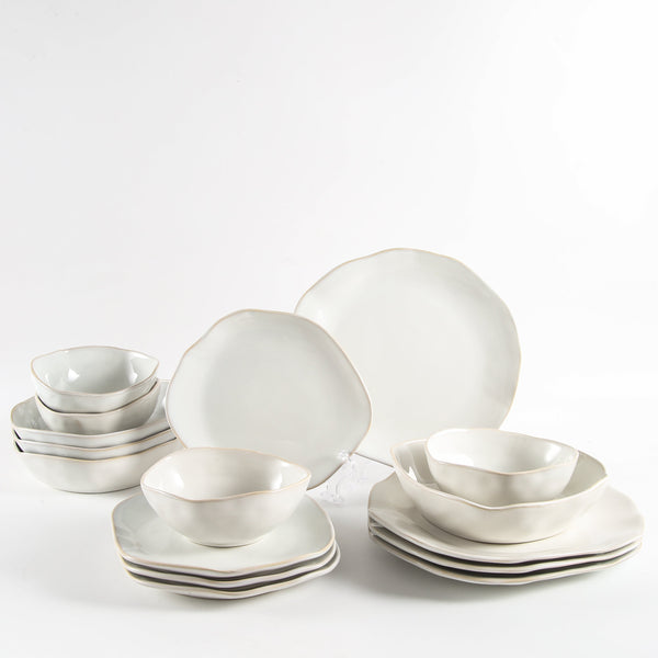 Pearl White 16-Piece Organic Dinnerware Set