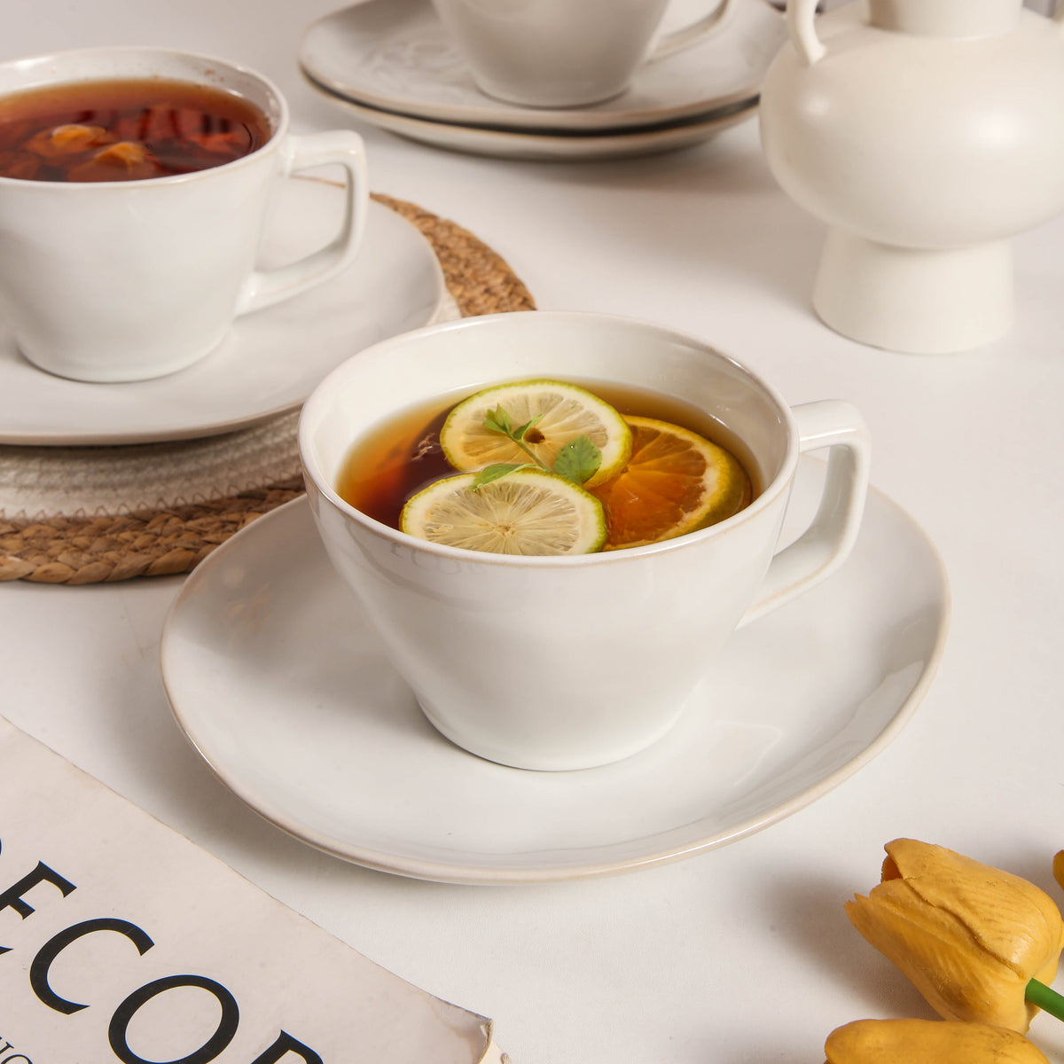 Pearl White Large Cup & Saucer Set