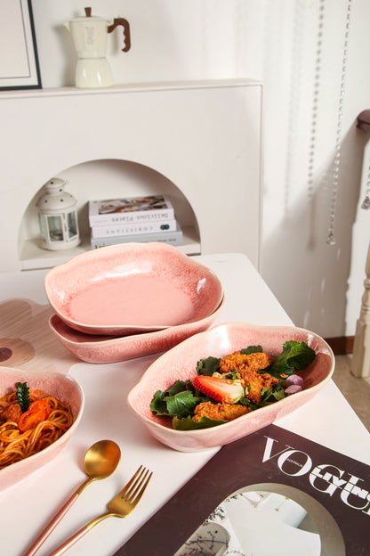 Rose Pink Organic Oval Plate Set