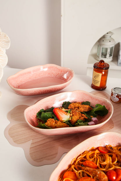 Rose Pink Organic Oval Plate Set