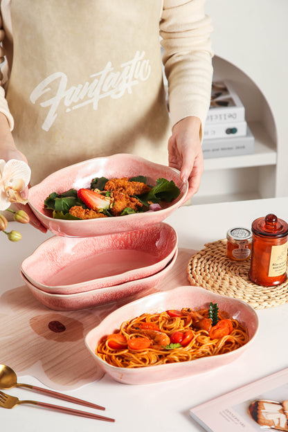 Rose Pink Organic Oval Plate Set