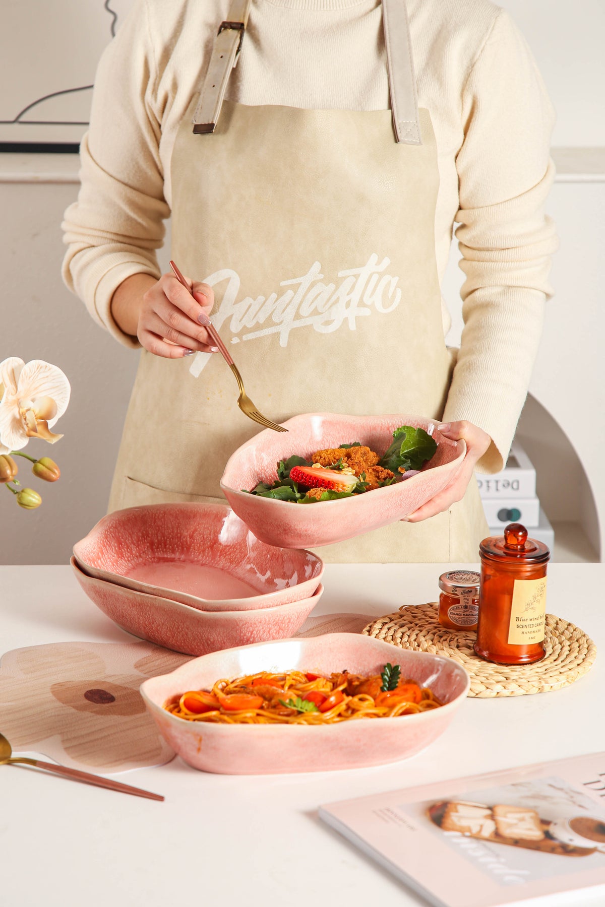 Rose Pink Organic Oval Plate Set