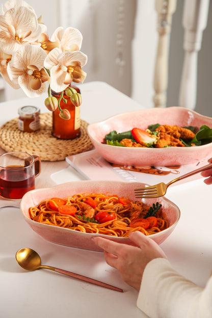 Rose Pink Organic Oval Plate Set