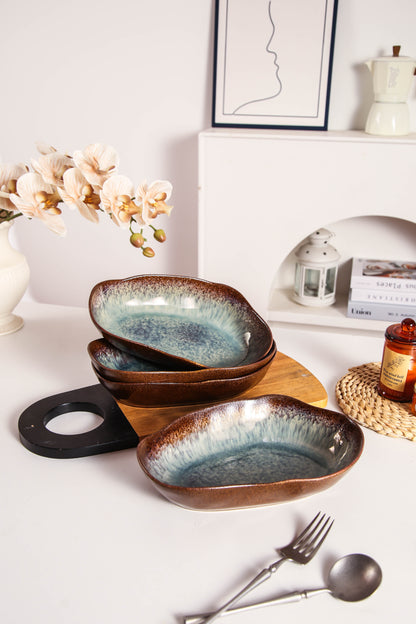 Espresso Stone Organic Oval Plate Set