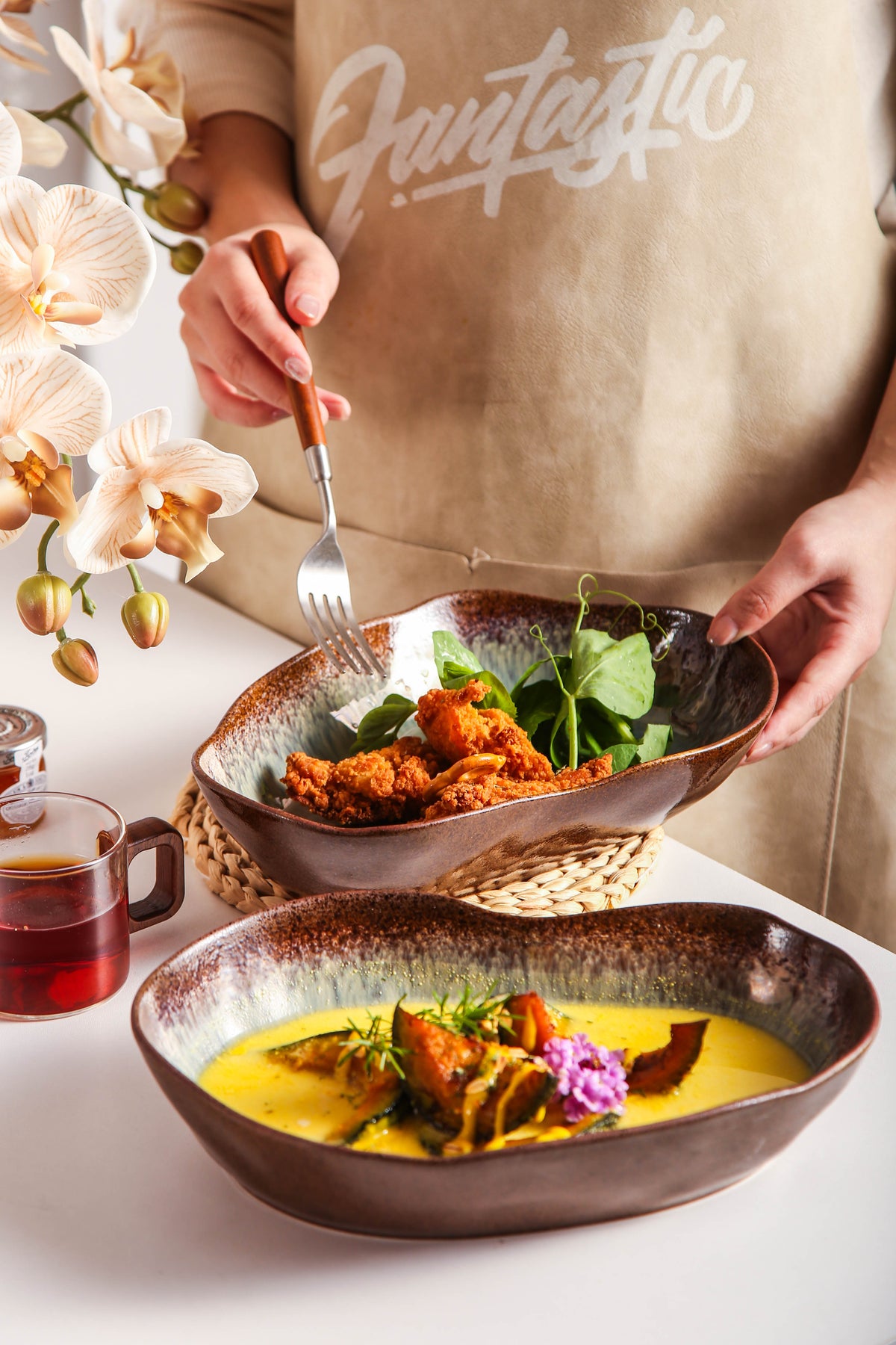 Espresso Stone Organic Oval Plate Set