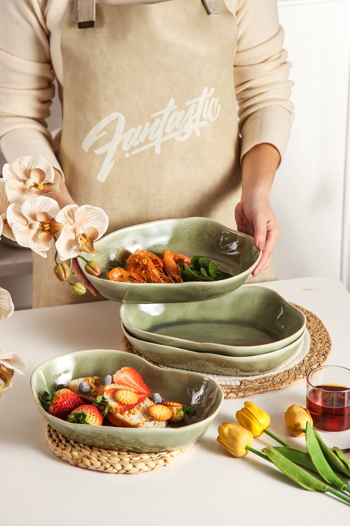 Royal Olive Organic Oval Plate Set