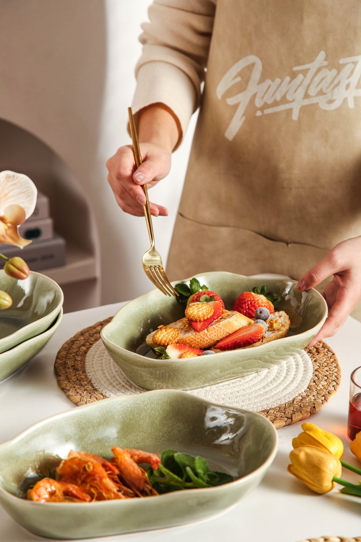 Royal Olive Organic Oval Plate Set