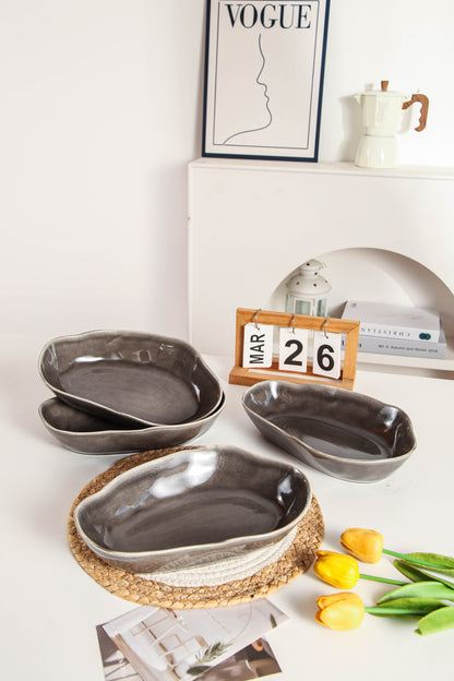 Royal Graphite Organic Oval Plate Set