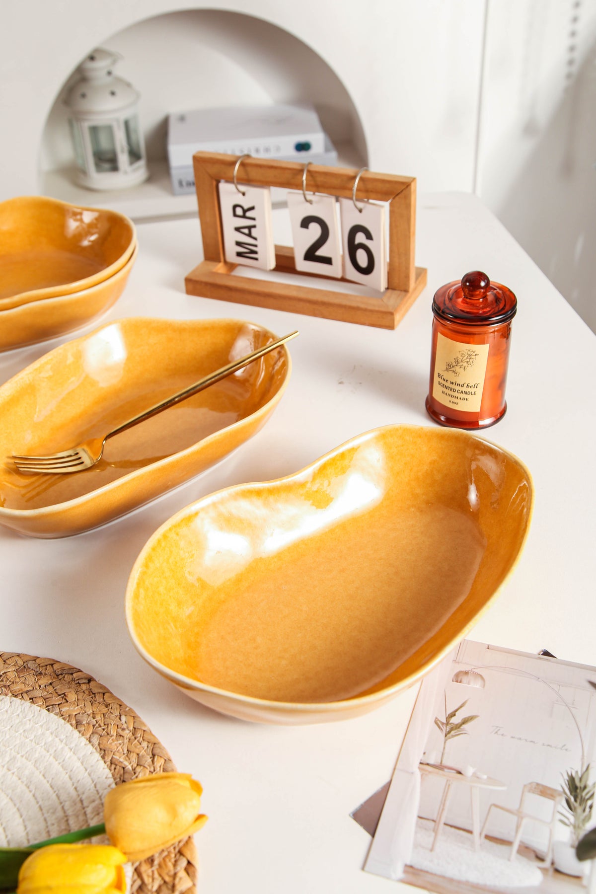 Golden Amber Organic Oval Plate Set