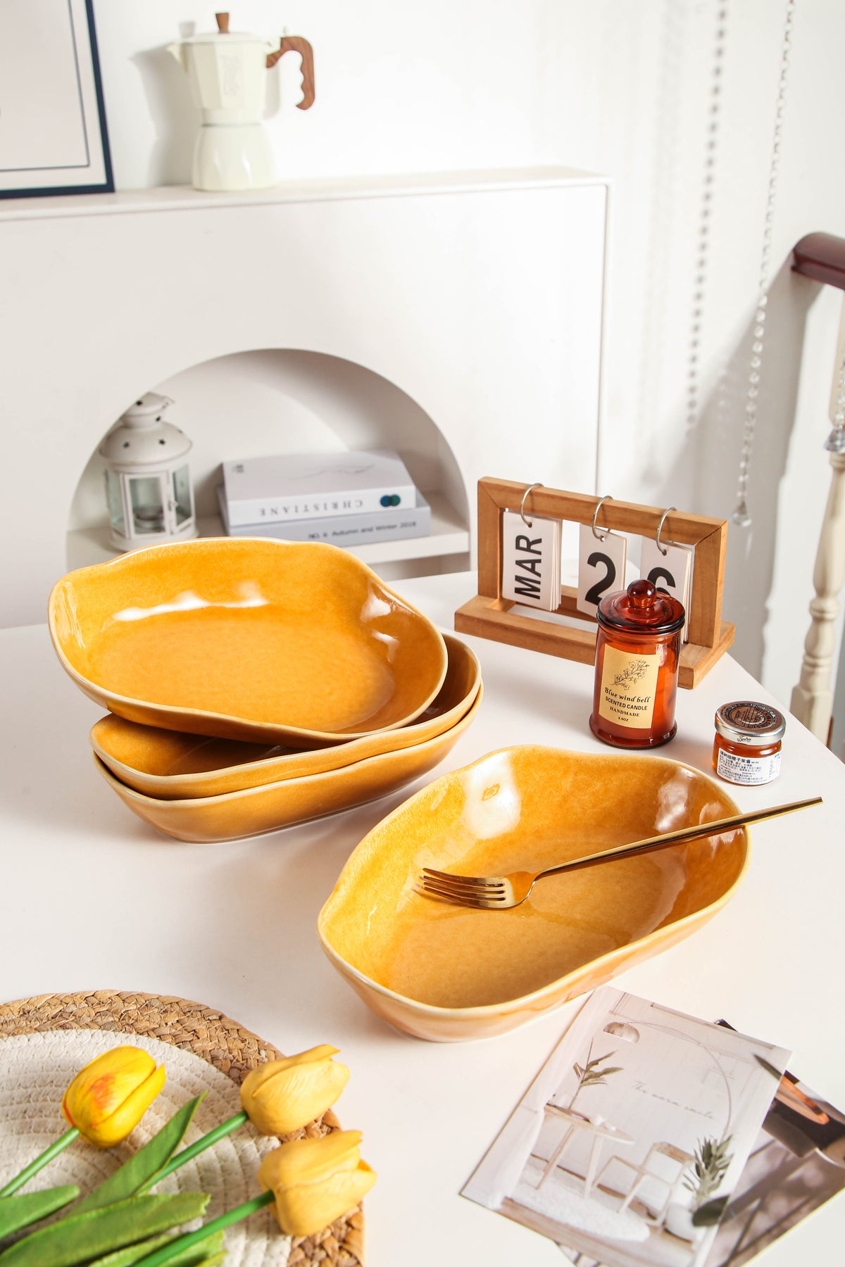 Golden Amber Organic Oval Plate Set