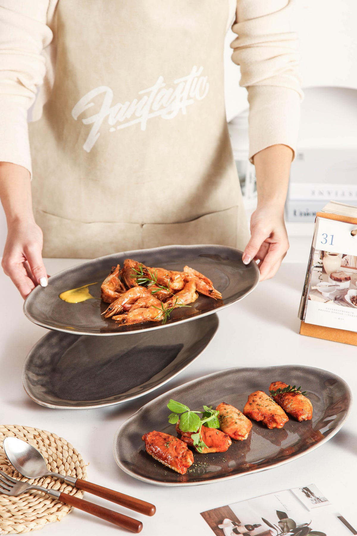 Royal Graphite Organic Serving Platter Set
