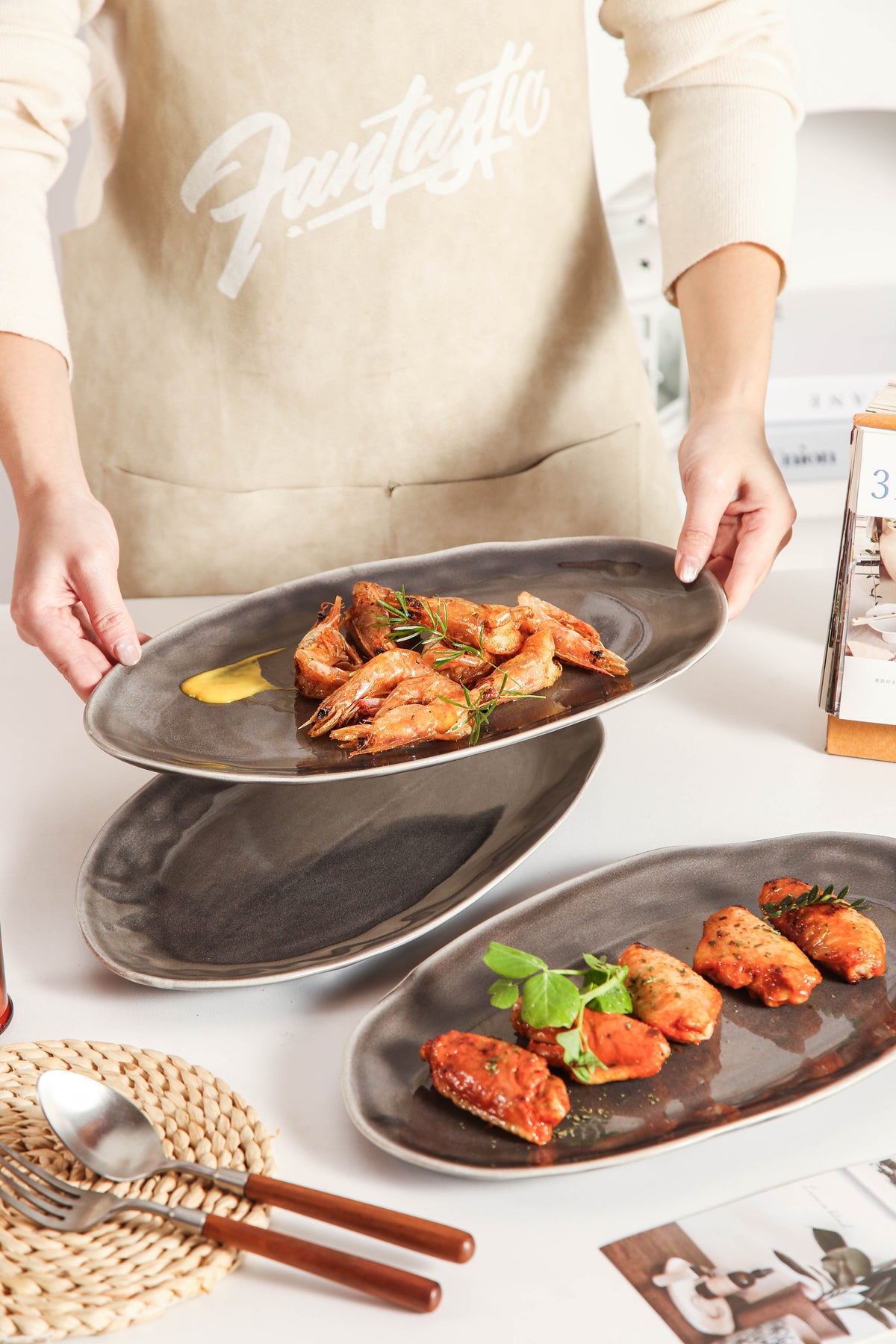 Royal Graphite Organic Serving Platter Set