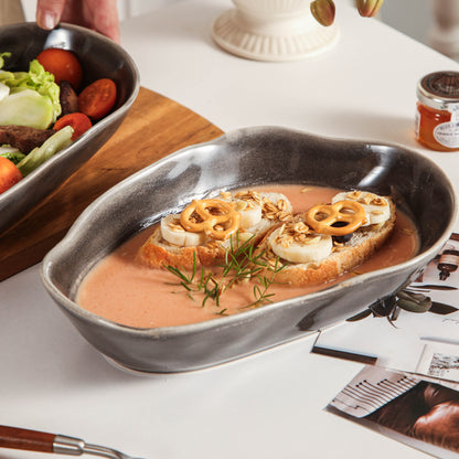 Royal Graphite Organic Oval Plate Set