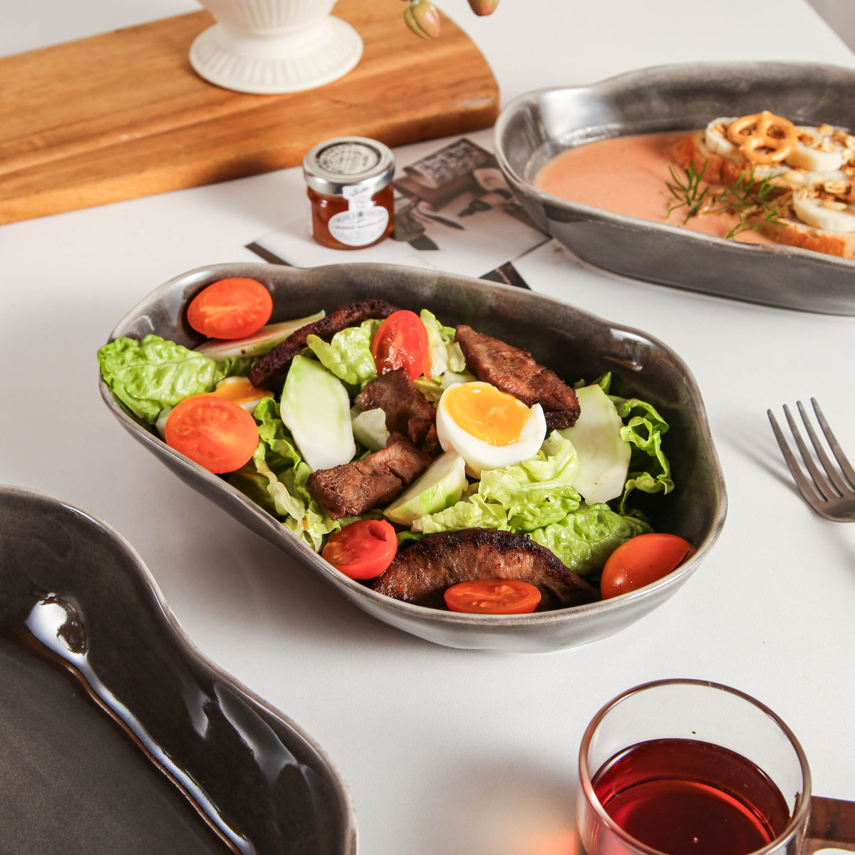 Royal Graphite Organic Oval Plate Set