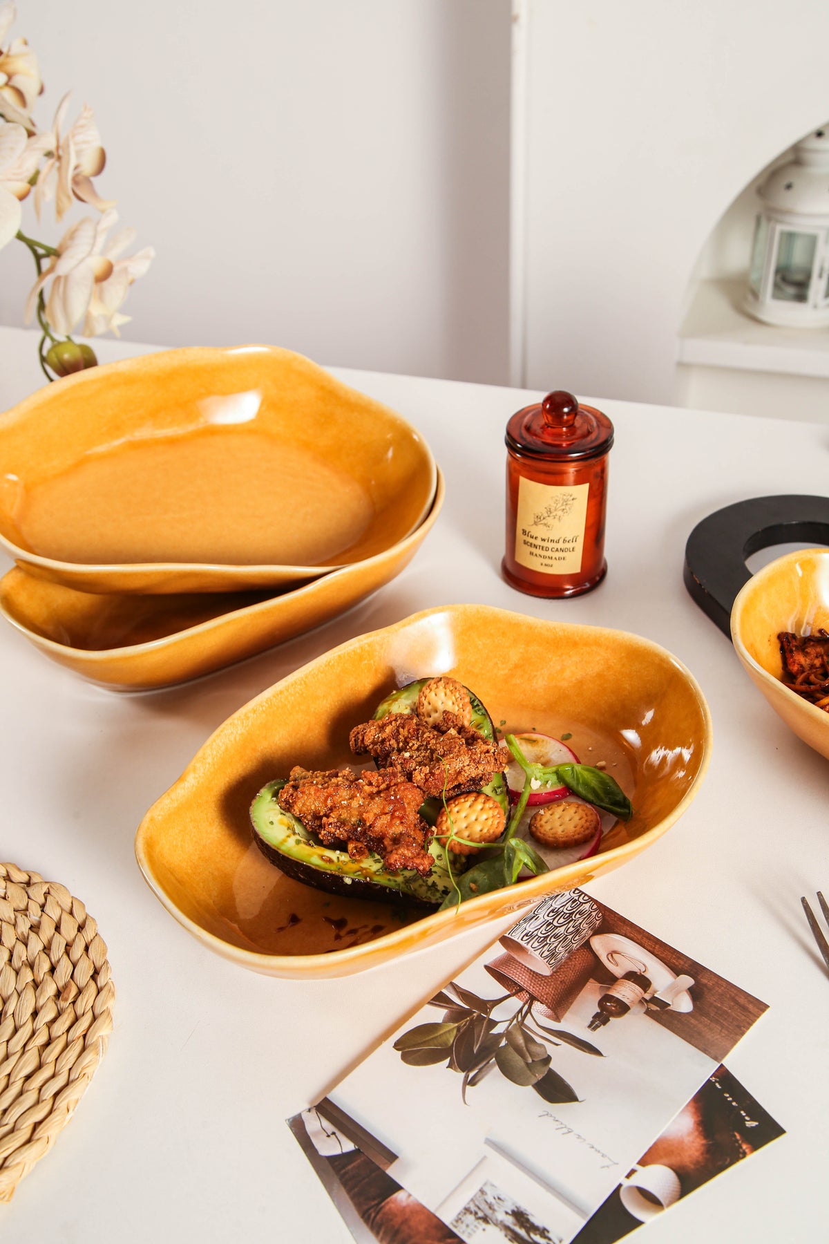 Golden Amber Organic Oval Plate Set