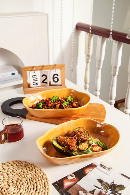Golden Amber Organic Oval Plate Set