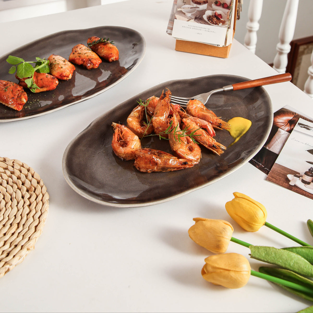 Royal Graphite Organic Serving Platter Set