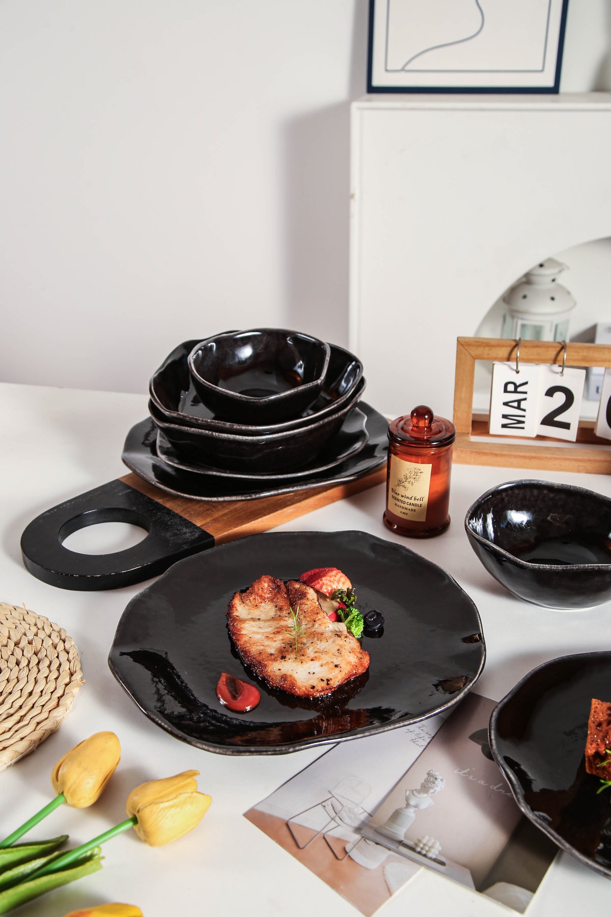 Imperial Onyx 16-Piece Organic Dinnerware Set