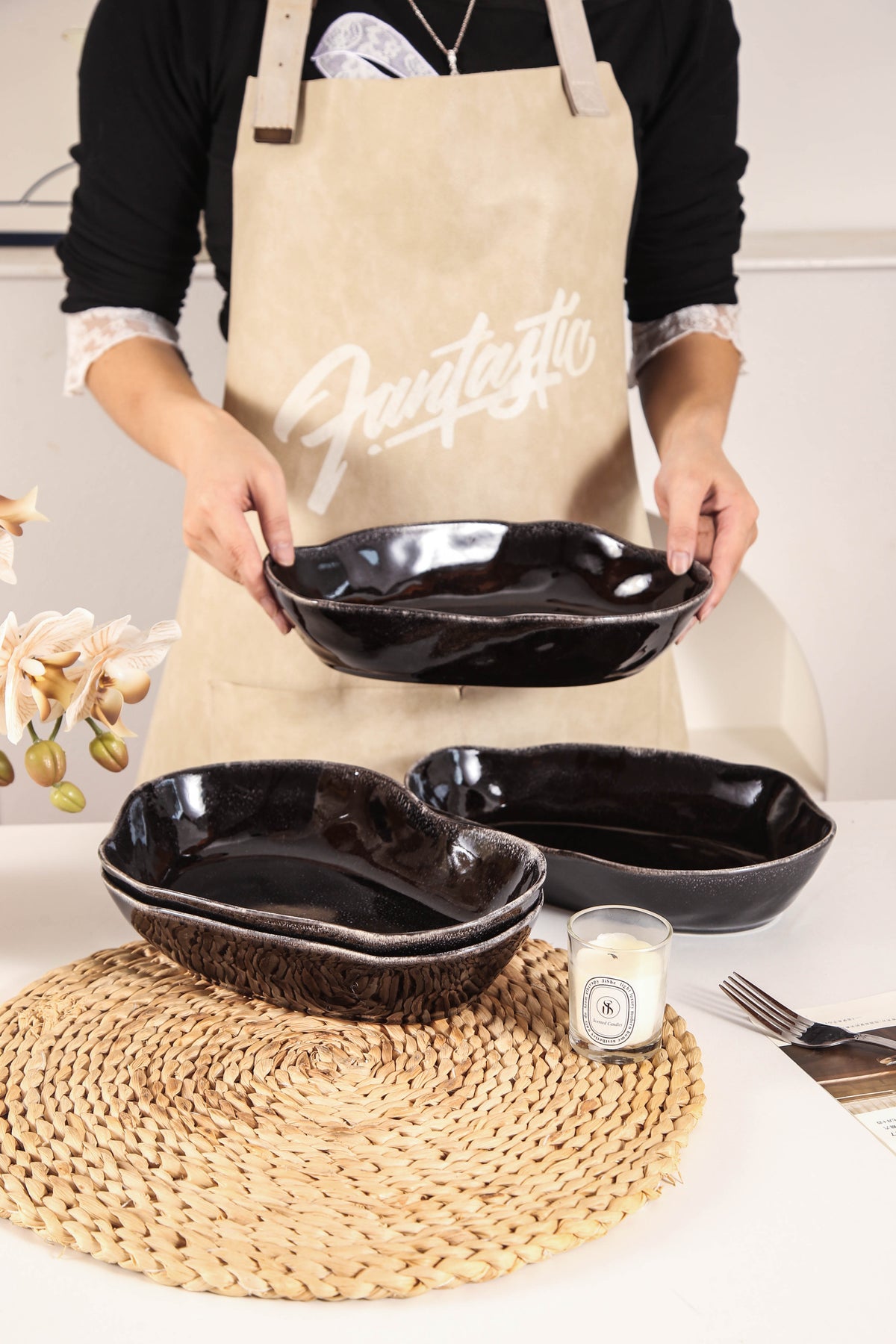 Imperial Onyx Organic Oval Plate Set