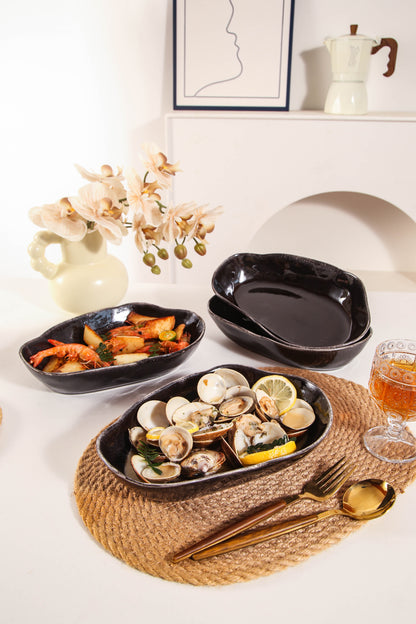 Imperial Onyx Organic Oval Plate Set